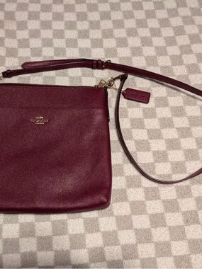 Coach Crossbody Bag in Burgundy Pebbled Leather